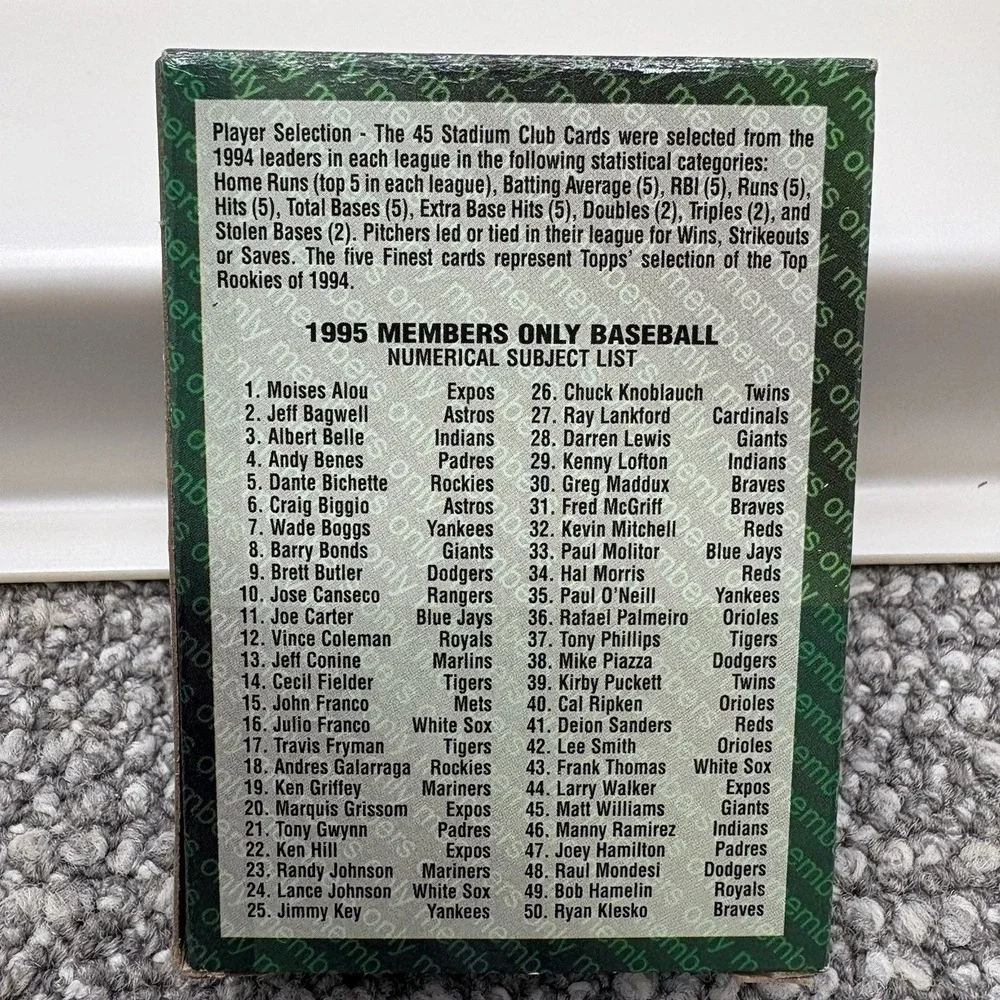 1995 Topps Stadium Club Members Only Baseball‎ Complete 50 Cards Boggs Griffey